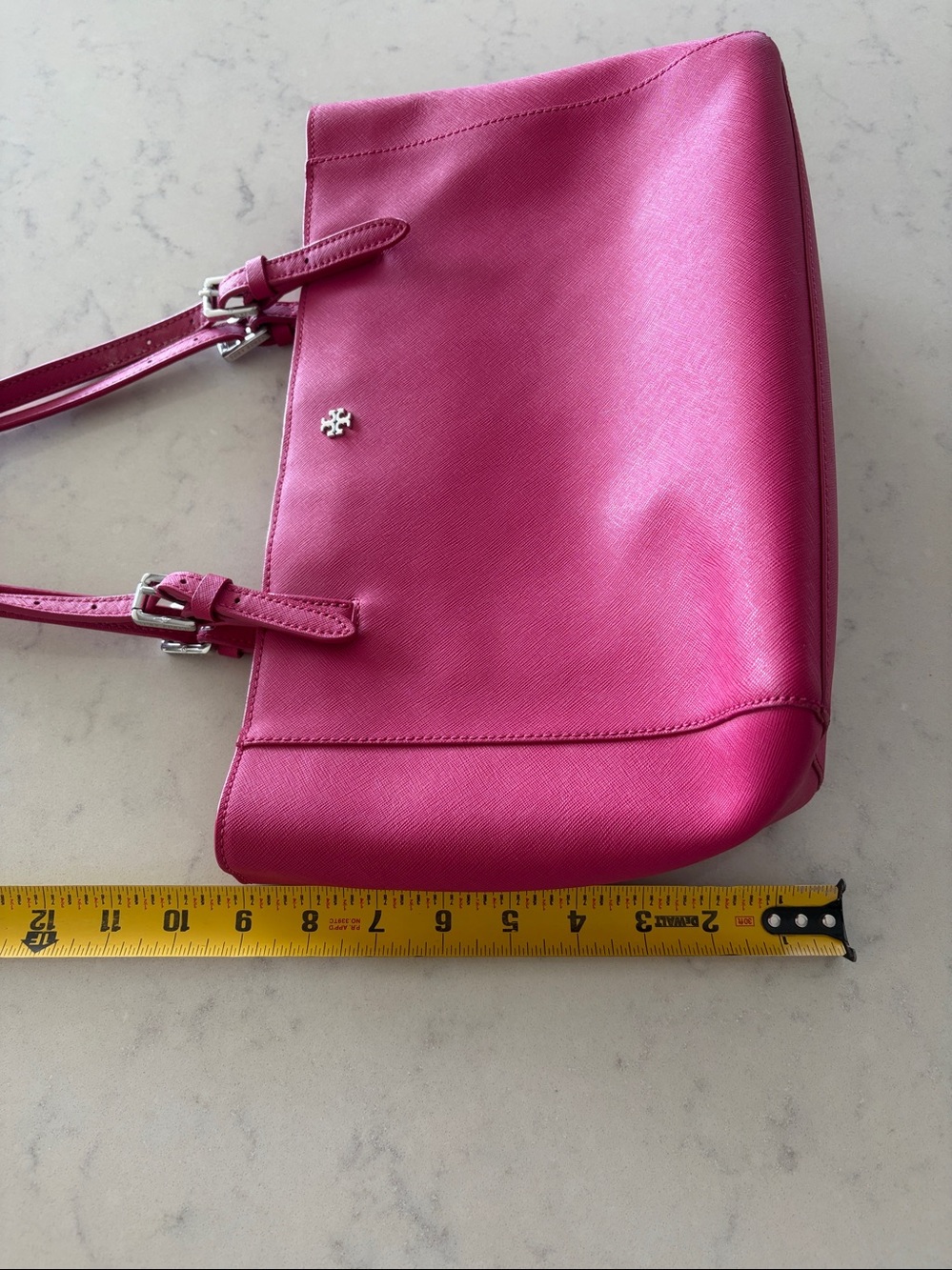 Tory Burch Magenta Leather Tote with Double Straps - Picture 15 of 16